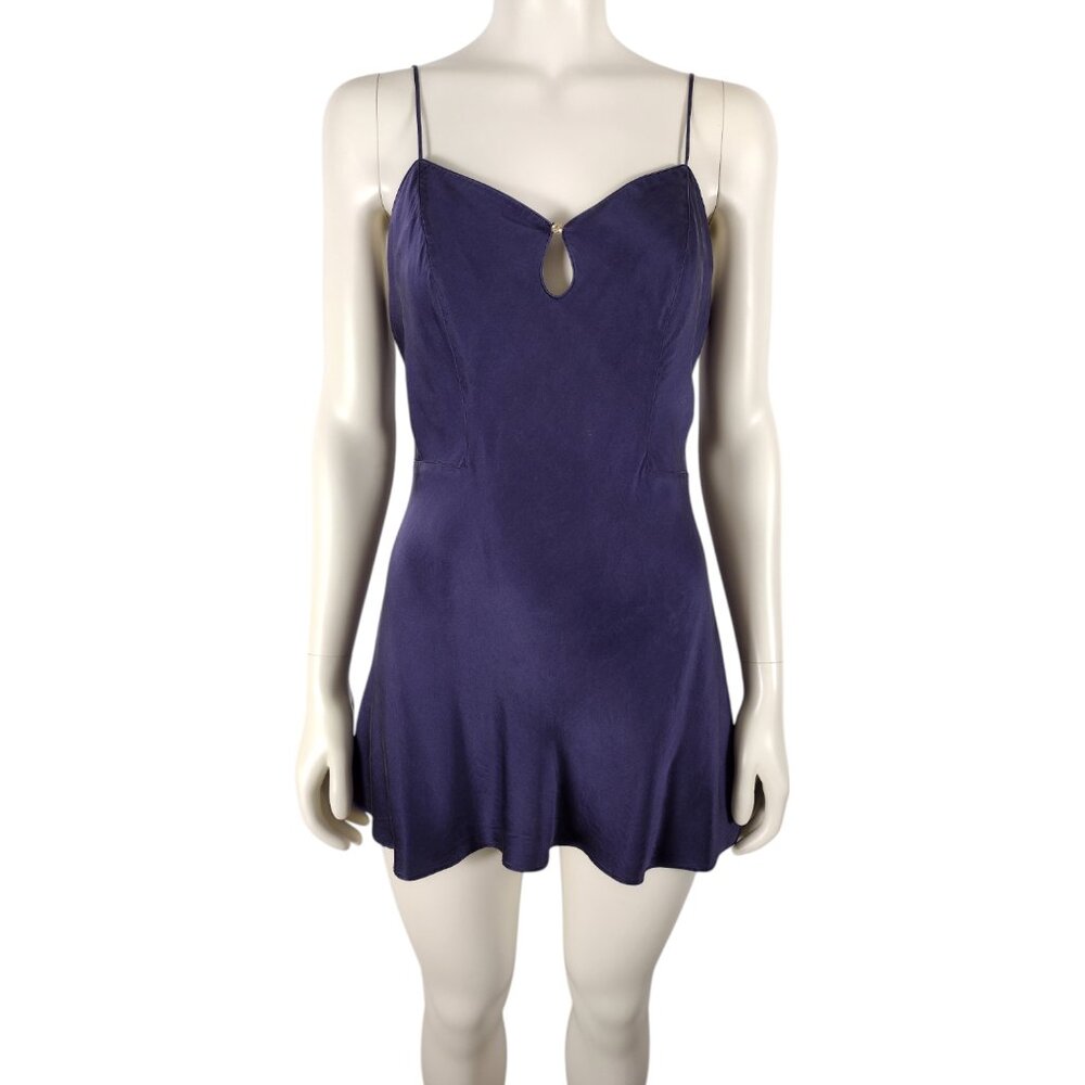 Vintage 90s Victoria's Secret Purple Silk Bias Cut Mini Slip Dress Size S